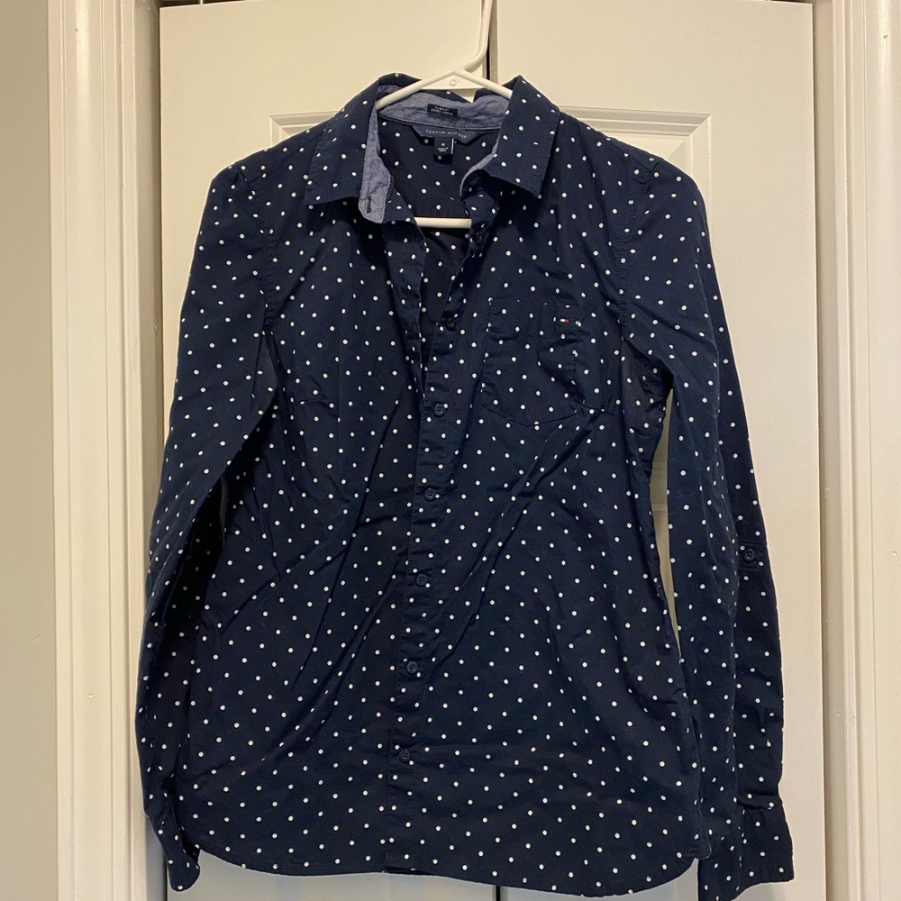 Tommy Hilfiger blue button down blouse